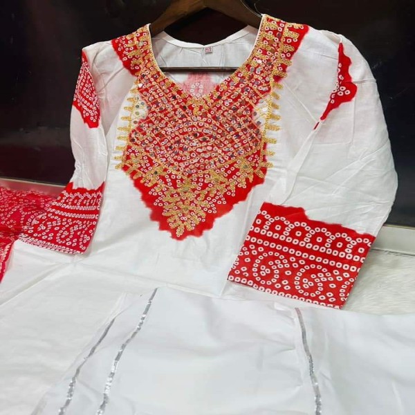 Cotton embroidery work nayra 3 pice dress girls(TP-1206