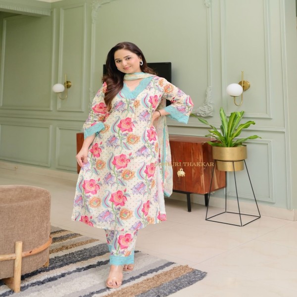 Cotton Printed Readymade Salwar Kameez Three Piece-code-tbk-21