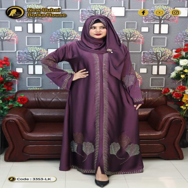 Shamuk Borka Borkha + Hijab Dubai Cherry Amazing Premium Qua...(B-37