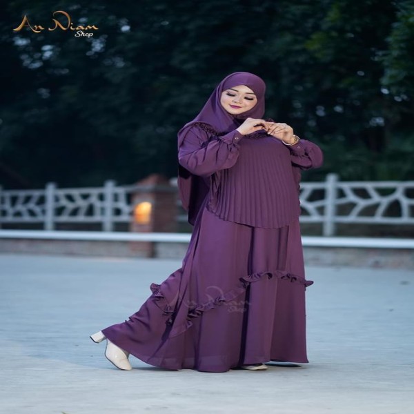 Shamuk Borka Borkha + Hijab Dubai Cherry Amazing Premium Qua...(B-379